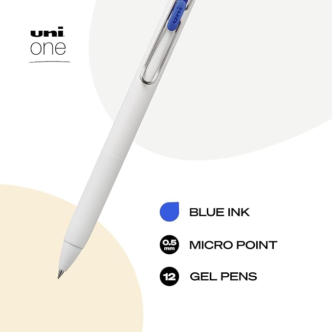 uniball one Retractable Gel Pens, Micro Point, 12 Pack - Image 2