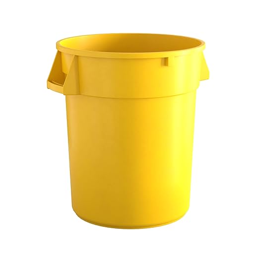 32 Gallon Yellow Round Commercial Trash Can-DeskLoop Office