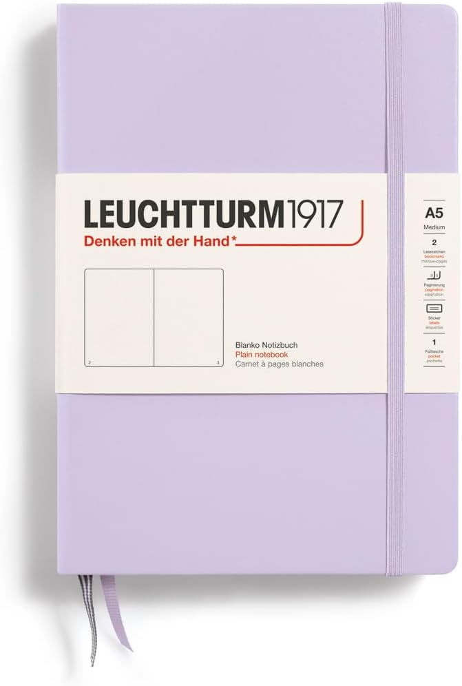 LEUCHTTURM1917 - Notebook Hardcover Medium A5-251 Numbered Pages for Writing and Journaling (Lilac, Plain)-DeskLoop Office