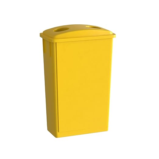 23 Gallon Yellow Slim Jim Trash Can with Bottle Lid-DeskLoop Office