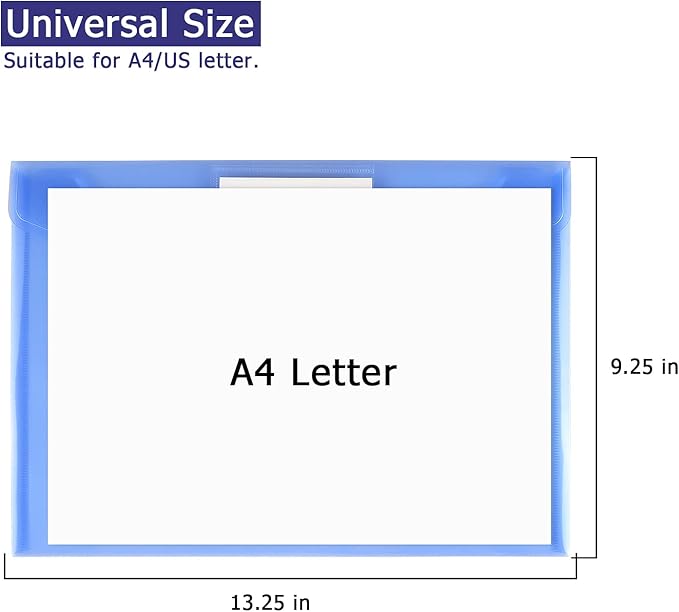 6 Pack Clear Document Folders Plastic Envelopes, A4 Size, - Image 3