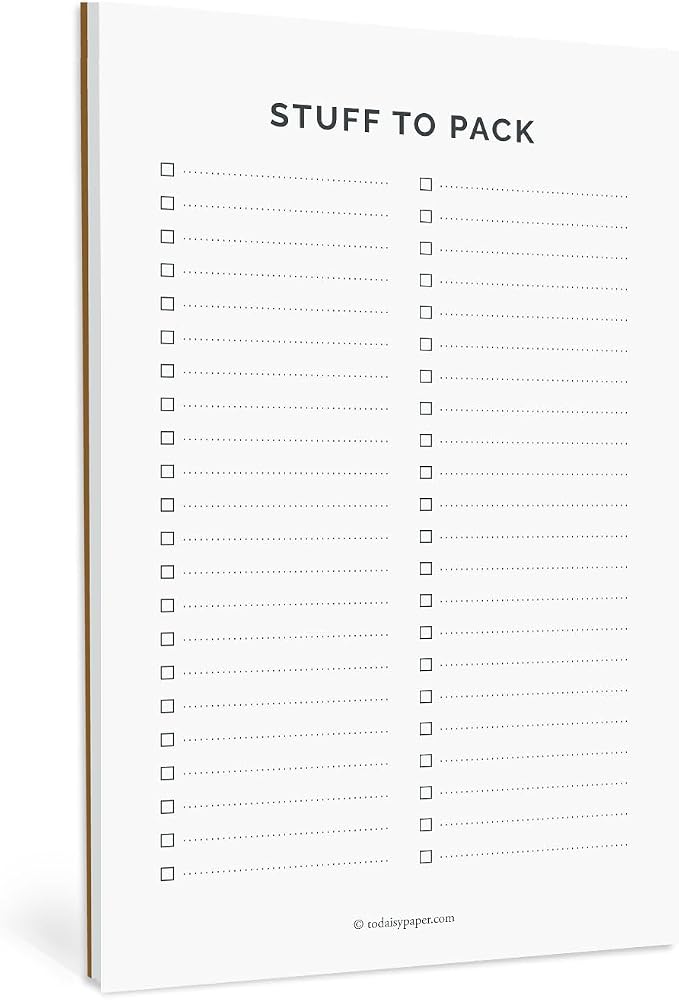 Stuff to Pack Notepad by Unknown