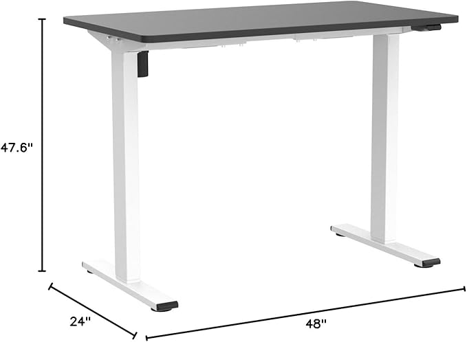 FLEXISPOT EN1 One Piece Standing Desk, 48 x 24 Inch Electric Adjustable Height Desk for Home Office and Computer Workstation (White Frame + Black Top, 2 Packages)-DeskLoop Office