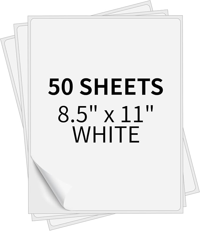 Full Sheet Labels 8.5” x 11” Sticker Paper Matte White, Large Shipping Label by PAPRMA