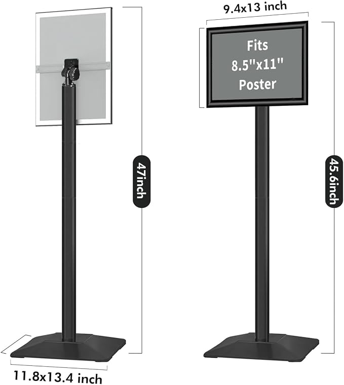 INNOVSIGN Heavy Duty Adjustable Pedestal Poster Sign Stand, 8.5x11 Aluminum - Image 6