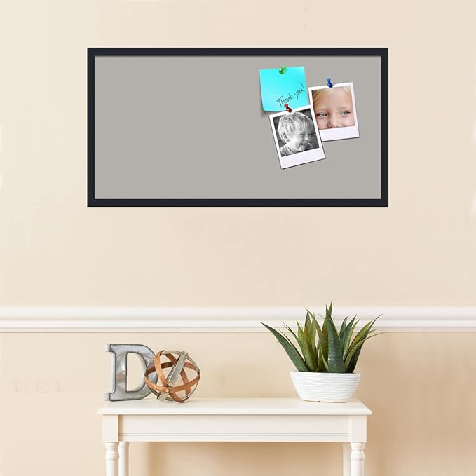 PinPix 36x18 Inch Cork Bulletin Board. This Decorative Framed Pin Board Comes with Dark Stone Design and a Satin Black Frame. Ideal for Home Office Decor or Message Board (PinPix-1808)-DeskLoop Office