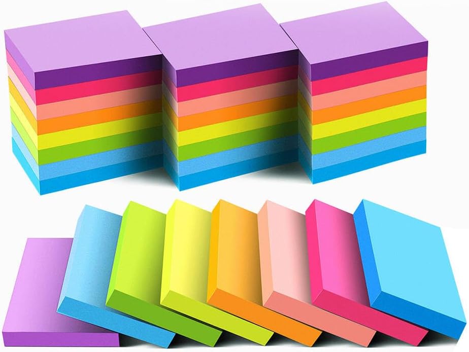 Mini Sticky Notes 1.5x2 Inches, 48 Pads, Bright Colors Self-Stick Pads by Vanpad