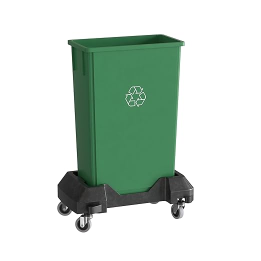 23 Gallon Green Recycle Slim Jim Trash Can with Dolly-DeskLoop Office