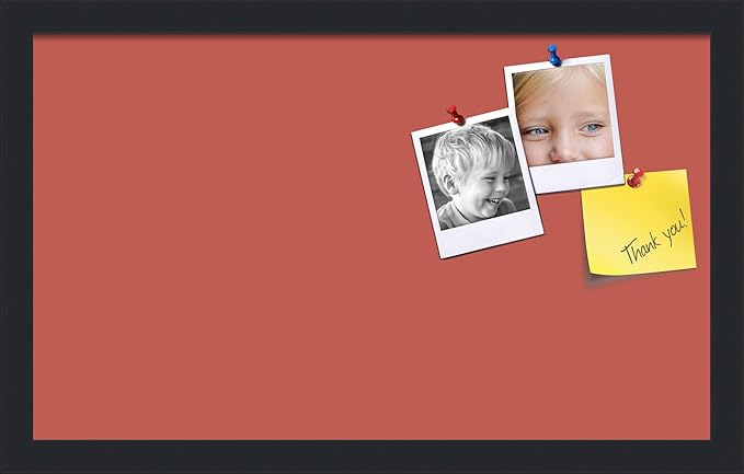 PinPix 20x12 Inch Cork Bulletin Board. This Decorative Framed Pin Board Comes with Crimson Pastel Design and a Satin Black Frame. Ideal for Home Office Decor or Message Board (PinPix-1807)-DeskLoop Office