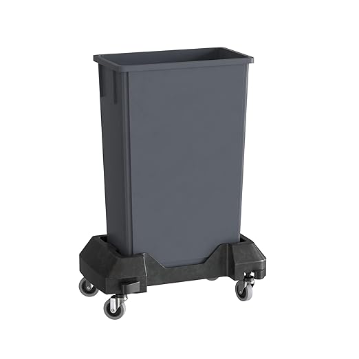 23 Gallon Gray Slim Jim Trash Can with Dolly-DeskLoop Office