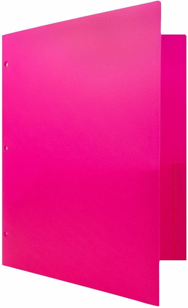 JAM PAPER Heavy Duty Plastic 3 Hole Punch Pocket Folders - Image 3