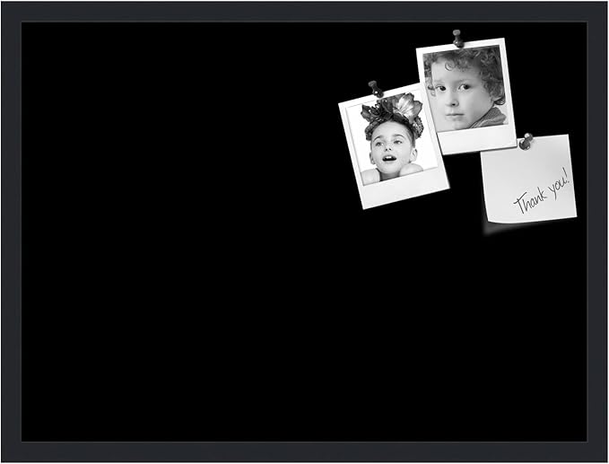 PinPix 27x20 Inch Cork Bulletin Board. This Decorative Framed Pin Board Comes with Solid Black Design and a Satin Black Frame. Ideal for Home Office Decor or Message Board (PinPix-622)-DeskLoop Office