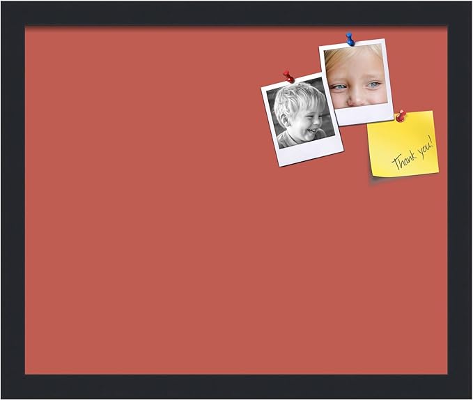 PinPix 17x14 Inch Cork Bulletin Board. This Decorative Framed Pin Board Comes with Crimson Pastel Design and a Satin Black Frame. Ideal for Home Office Decor or Message Board (PinPix-1807)-DeskLoop Office