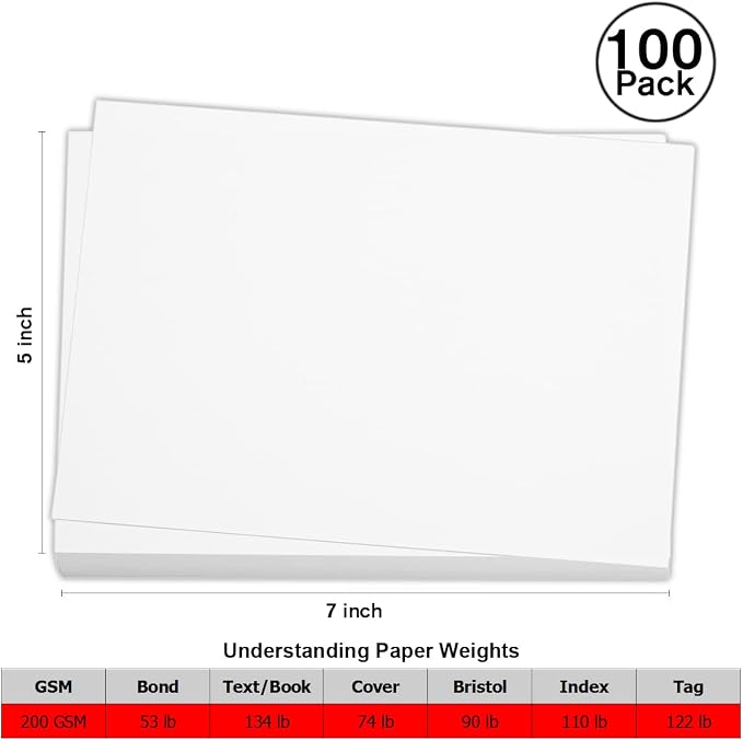 100 Pieces 5" x 7" White Cardstock, Heavyweight Cardstock Sheets Blank - Image 2