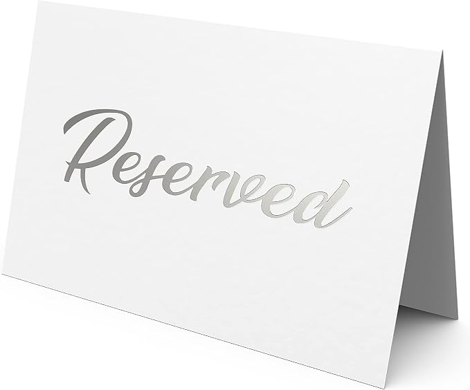 10 Pack Silver Reserved Table Signs by Iricus