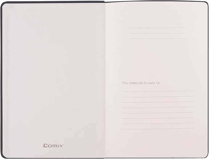 Comix Lined Journal Notebook for Women Men, Journaling Notebooks for Office School Home, 240 Pages, 5.5" x 8.3", College Ruled, A5, Hardcover, Black-DeskLoop Office