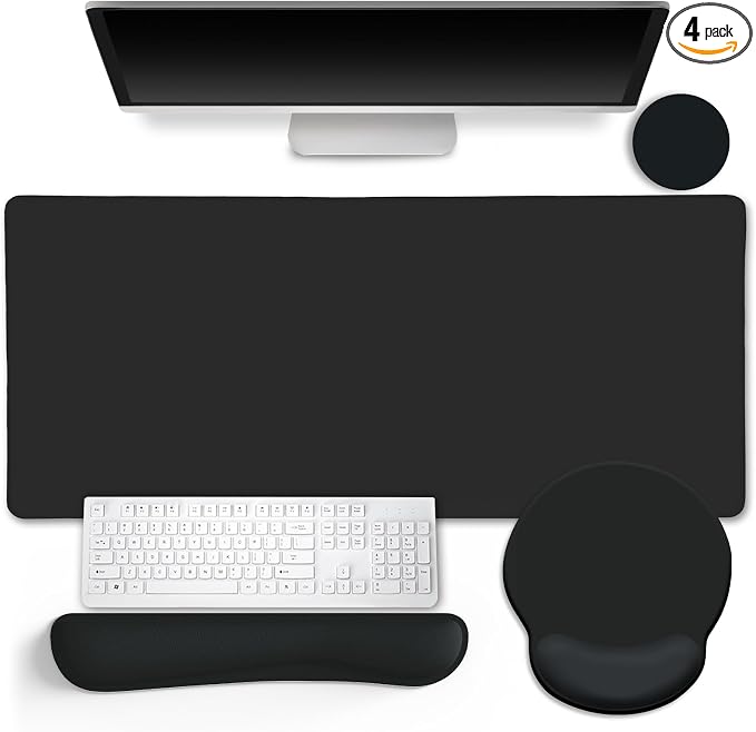 LIMKRIAN Black Mouse Pad Set Large Desk Matt by LIMKRIAN