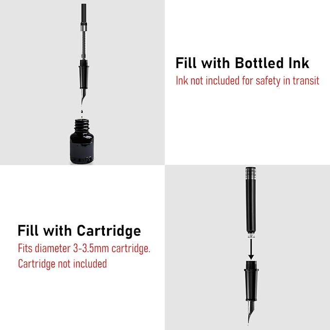 Nicpro Fountain Pen Set with Box, Classic Black Fancy Pen with Converter - Image 6