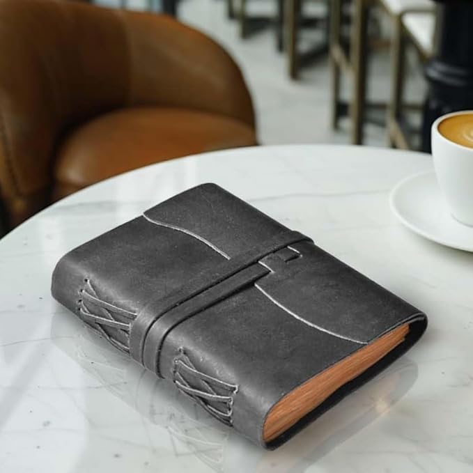 LEATHER VILLAGE Leather Bound Journal - Black, 8"X6", 220 Pages - Vintage Blank Paper Diary for Writing, Drawing, Sketchbook, and Travel Notebook - Ideal for Women and Men-DeskLoop Office