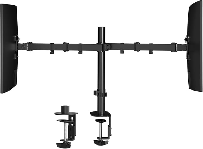 Pholiten Dual Monitor Stand,Heavy Duty Adjustable Monitor Desk Mount for 2 Screens up to 38Inches,Dual Monitor Arm with Height Adjustable Tilt Swive Rotate,Holds up to 22 lbs-DeskLoop Office