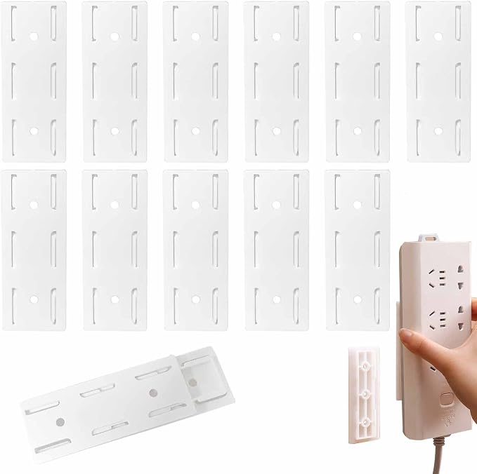 12 Pack Adhesive Punch Free Socket Holder, Self-Adhesive Desktop Socket Fixer by Kukiwhy