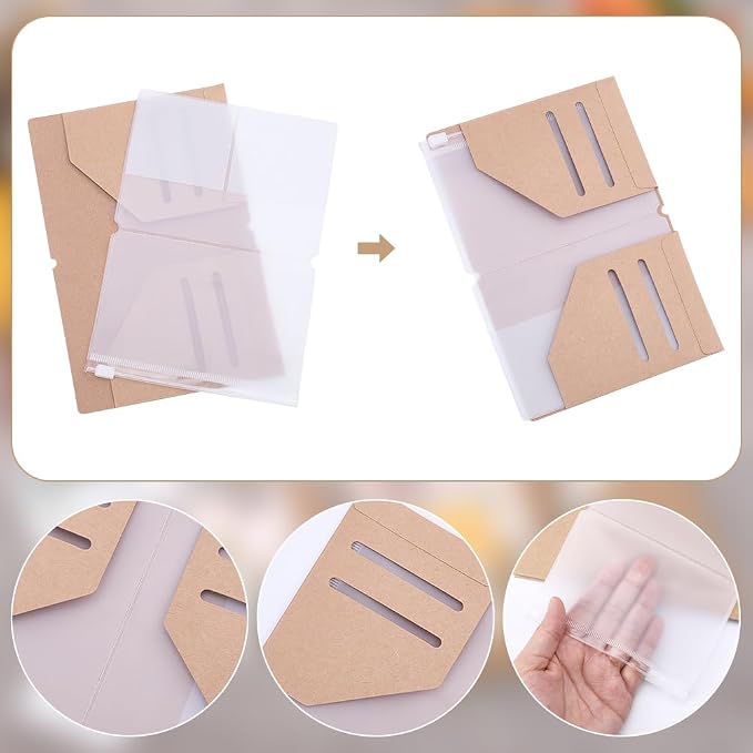 WADORN 2 Pack Travelers Notebook Accessories Kit, Include Travel Kraft File - Image 3
