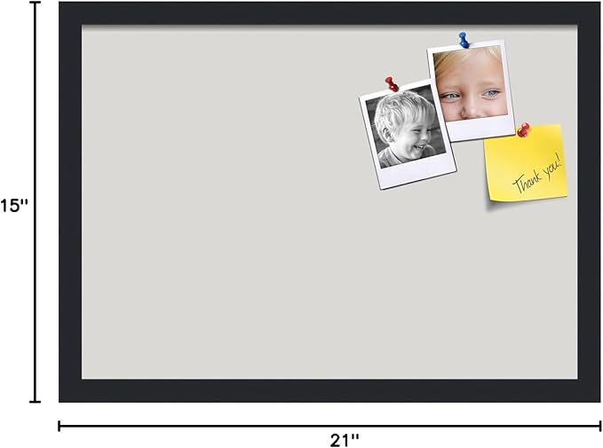 PinPix 21x15 Inch Cork Bulletin Board. This Decorative Framed Pin Board Comes with Light Stone Design and a Satin Black Frame. Ideal for Home Office Decor or Message Board (PinPix-1809)-DeskLoop Office