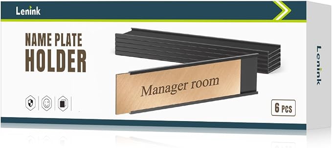 Lenink 6 Pack Name Plate Holder, Office Door Name Plate Holder Adhesive Wall by Lenink