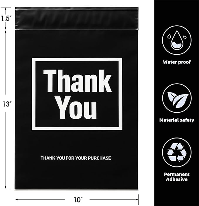 POLYSELLS Thank You Poly Mailers 10x13 inches 100 Pcs Waterproof Self-Sealing - Image 2