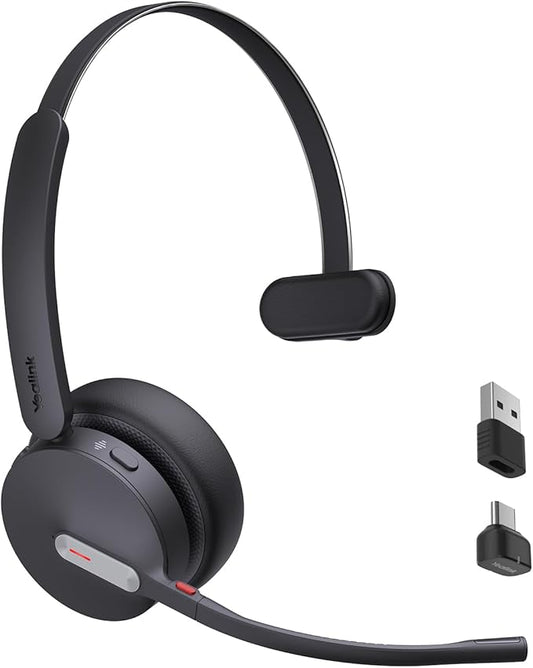 Yealink BH70 Mono UC Wireless Bluetooth Headset with Microphone for Work, up to 35h Talking Battery Life, 3-Mic Noise Cancellation, 91g Lightweight Work Headsets for Open Office, USB-C to A-DeskLoop Office