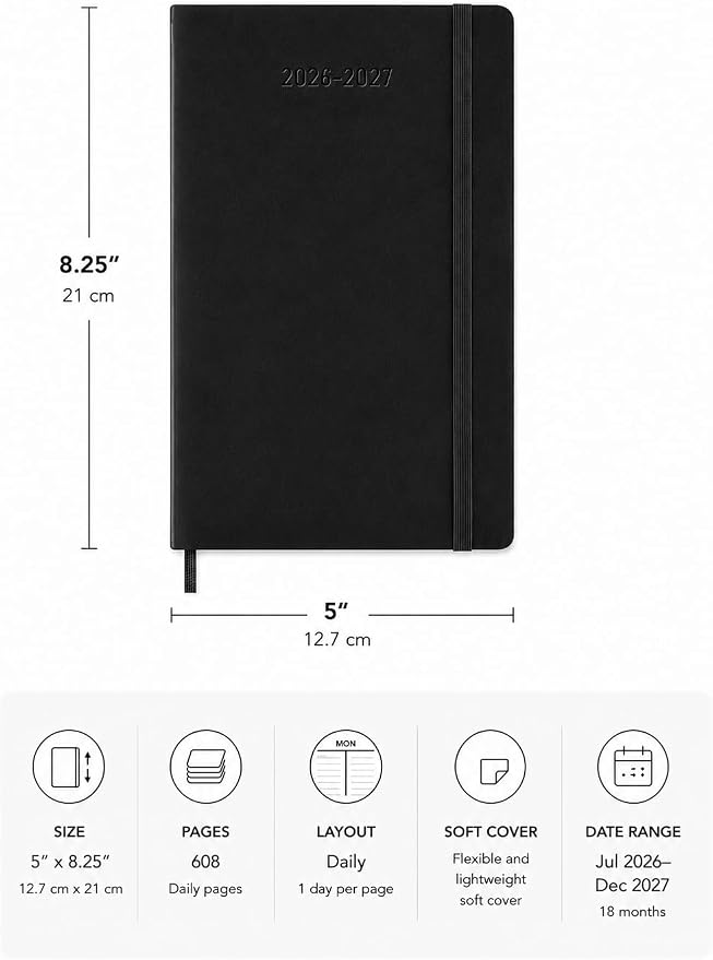 Moleskine Classic 18 Month 2026-2027 Daily Planner, Soft Cover, 608 pages - Image 2