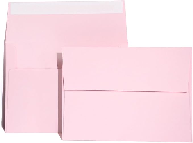 100 Pack A2 Pink Envelopes Self Sealing Adhesive Perfect by AZAZA