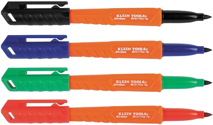 KLEIN TOOLS 861914 Skribes Fine Tip Permanent Markers, Hard Hat Clip, Dry and - Image 12
