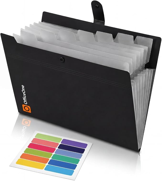 OfficeOne 8-Pocket Expanding File Folder, A4 Letter Size Accordion Document by OfficeOne
