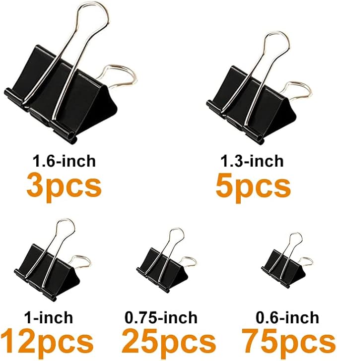 Otylzto 120Pcs Binder Clips Assorted Size, Office Clips - Image 3