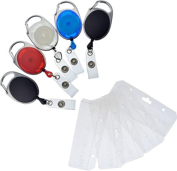 5 Pack - Premium Carabiner Badge Reel - Mag Stripe Exposed ID Holder - Image 5