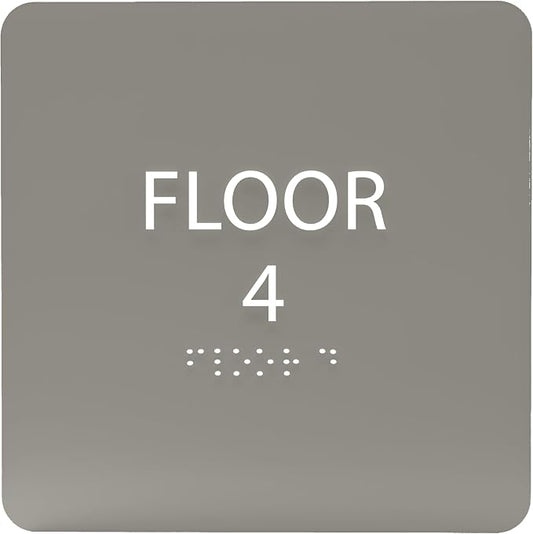 Clean Grey ADA Floor 4 Sign by ADACentralSigns