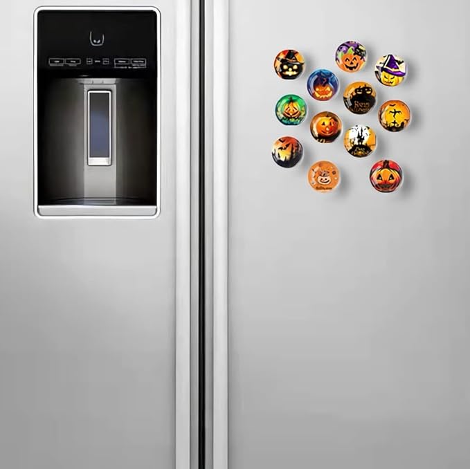 12Pcs Glass Strong Magnetic Refrigerator Magnet Fridge Sticker,Halloween Crystal Fridge Magnets Decoration for Crafts,Strong Fridge Magnets for Kitchen,School,Office Whiteboard,Cabinet and Dishwasher-DeskLoop Office