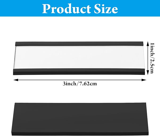 Outus 100 Pack Magnetic 'c' Channel Label Holders 3" x 1" Magnetic Labels Shelf - Image 2