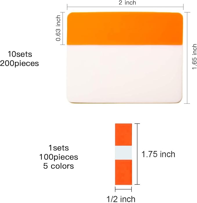 ELII 300 Pcs Tabs 2 Inch Sticky Index Tabs,Colorful Tabs for Notebooks,Writable and Transparent Book Tabs Page Tabs Colored Page Markers, Tabs for Books, Notebook Tabs, Tabs for Annotating Books-DeskLoop Office