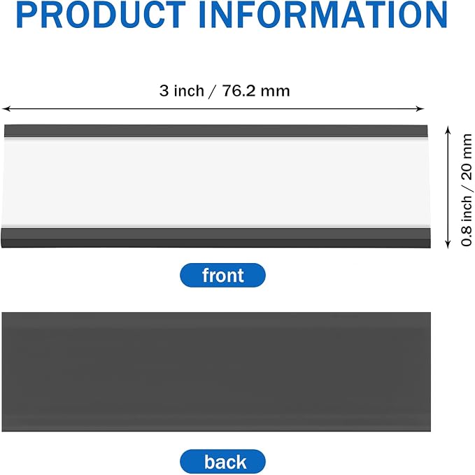 Outus 100 Pack Magnetic 'c' Channel Label Holders 3" x 0.8" Magnetic Labels - Image 2