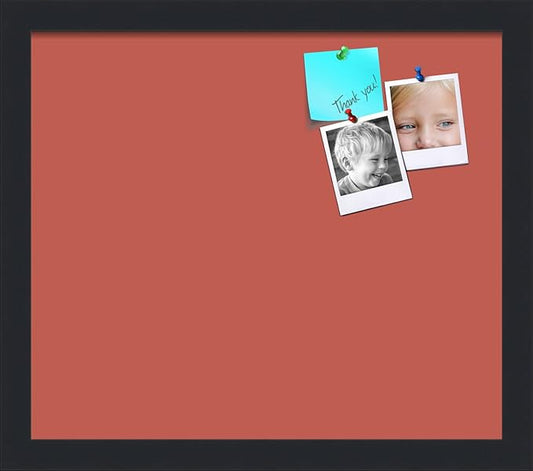 PinPix 15x13 Inch Cork Bulletin Board. This Decorative Framed Pin Board Comes with Crimson Pastel Design and a Satin Black Frame. Ideal for Home Office Decor or Message Board (PinPix-1807)-DeskLoop Office