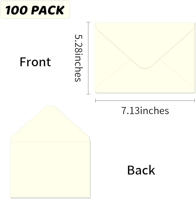 A7 Envelopes 100 Pack Envelopes 5x7 V-shaped Flap, Suitable - Image 2