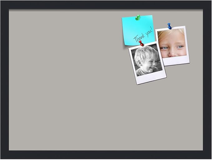 PinPix 22x16 Inch Cork Bulletin Board. This Decorative Framed Pin Board Comes with Dark Stone Design and a Satin Black Frame. Ideal for Home Office Decor or Message Board (PinPix-1808)-DeskLoop Office