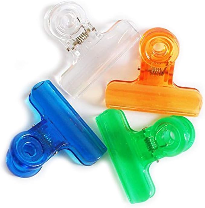 2031 Fun Transparent Colourful Plastic Bulldog Paper Clips 31mm- Pack of 24 by HAND