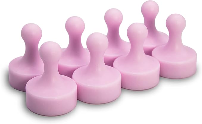 GLASSBOARD STUDIO Powerful Neodymium Magnets, Pawn-Shaped - Strong Fridge/Refrigerator and Whiteboard Magnet, Ideal for Office, Kitchen, Crafts - Rare Earth, Heavy Duty (8, Cotton Candy Pink)-DeskLoop Office