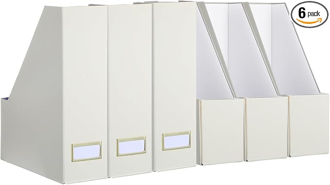 Gueevin Set of 6 Magazine File Holders, Sturdy Cardboard Desk Magazine Organizer by Gueevin