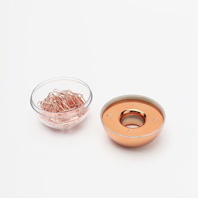 Rose Gold Paper Clip Holder Medium Holographic Paper Clips Dispenser 100pcs - Image 3