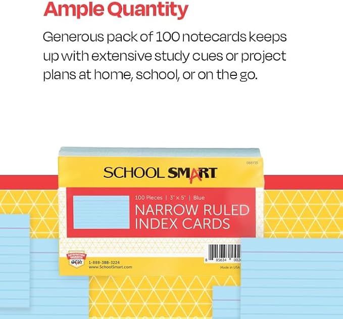 School Smart Ruled Index Cards, 3 x 5 Inches - Image 5