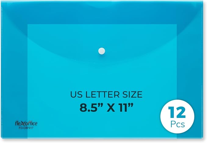 FLEXOFFICE 12 Pack Blue Plastic Envelopes by FlexOffice